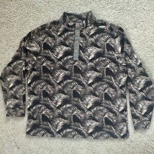Tommy Bahama Men's Fronds Snap Pullover Fleece in black/grey - Size Large - EUC